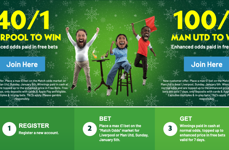 Paddy Power Welcome Offer – Get 40/1 On Liverpool To beat Man U Or 100/1 On Man Utd To Win